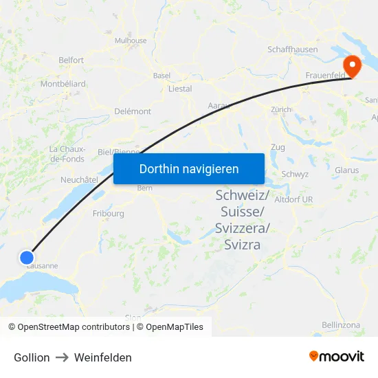 Gollion to Weinfelden map