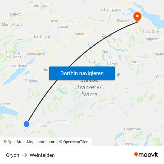 Gryon to Weinfelden map