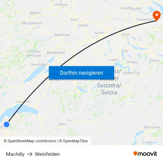 Machilly to Weinfelden map