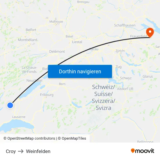 Croy to Weinfelden map