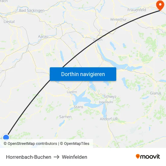 Horrenbach-Buchen to Weinfelden map