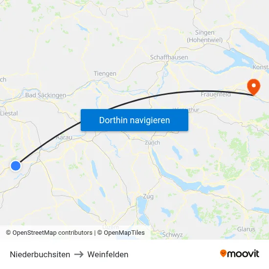 Niederbuchsiten to Weinfelden map