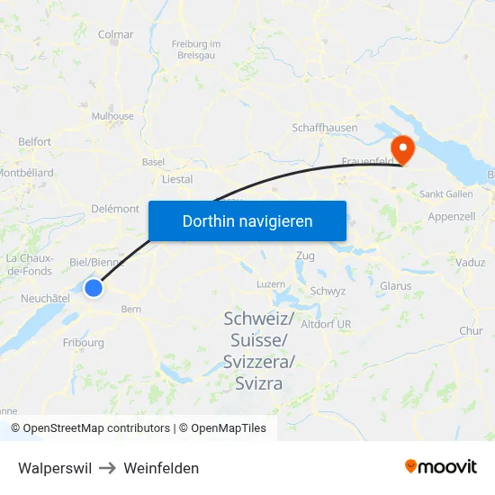 Walperswil to Weinfelden map