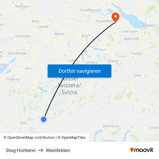 Steg-Hohtenn to Weinfelden map