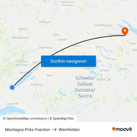Montagny-Près-Yverdon to Weinfelden map