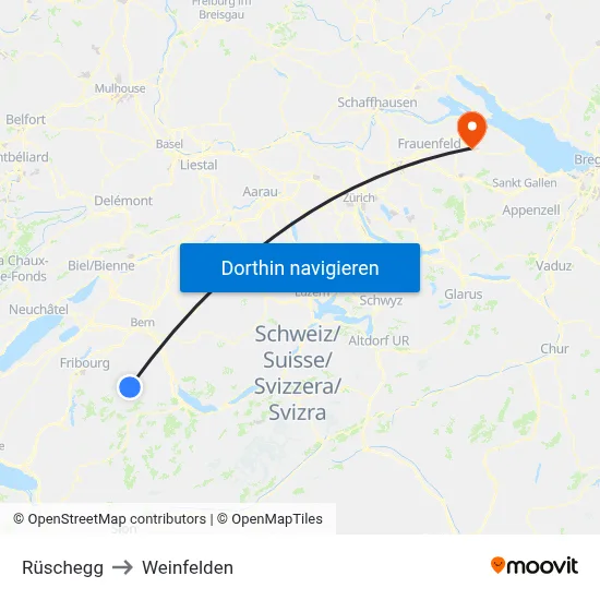 Rüschegg to Weinfelden map