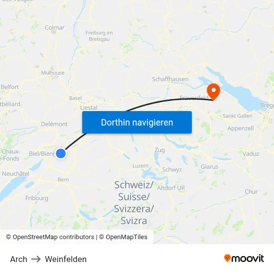 Arch to Weinfelden map