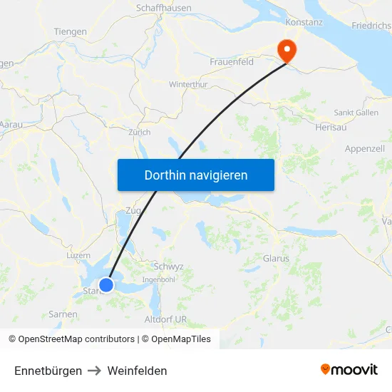 Ennetbürgen to Weinfelden map