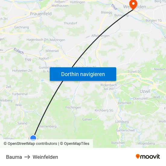 Bauma to Weinfelden map