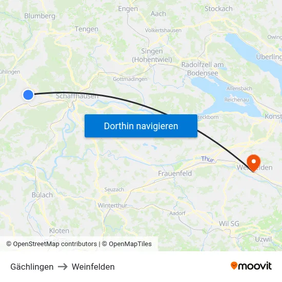 Gächlingen to Weinfelden map