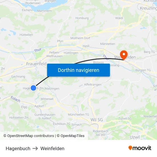 Hagenbuch to Weinfelden map