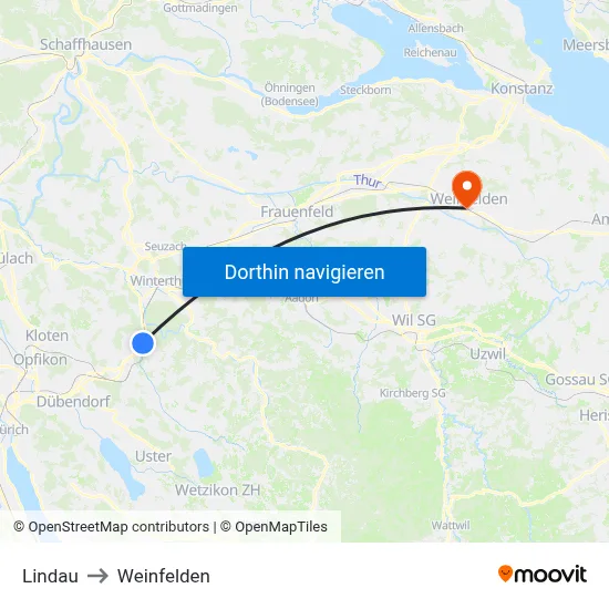 Lindau to Weinfelden map