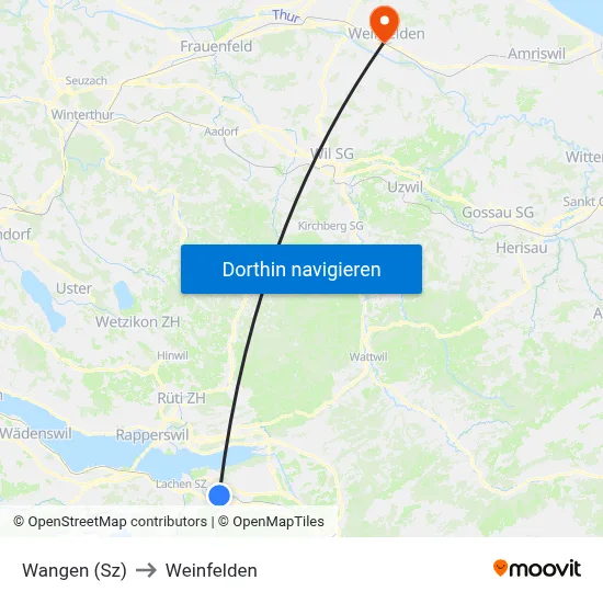 Wangen (Sz) to Weinfelden map