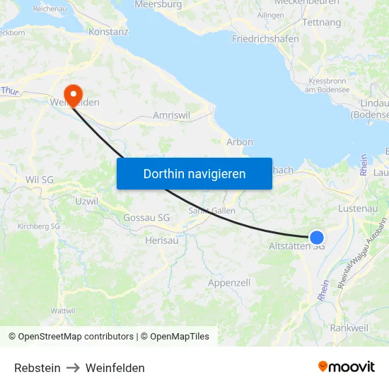 Rebstein to Weinfelden map