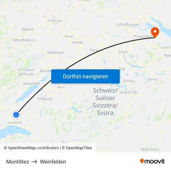 Montilliez to Weinfelden map