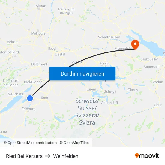 Ried Bei Kerzers to Weinfelden map