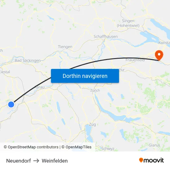 Neuendorf to Weinfelden map