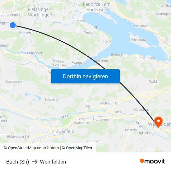 Buch (Sh) to Weinfelden map