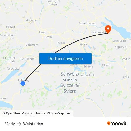 Marly to Weinfelden map