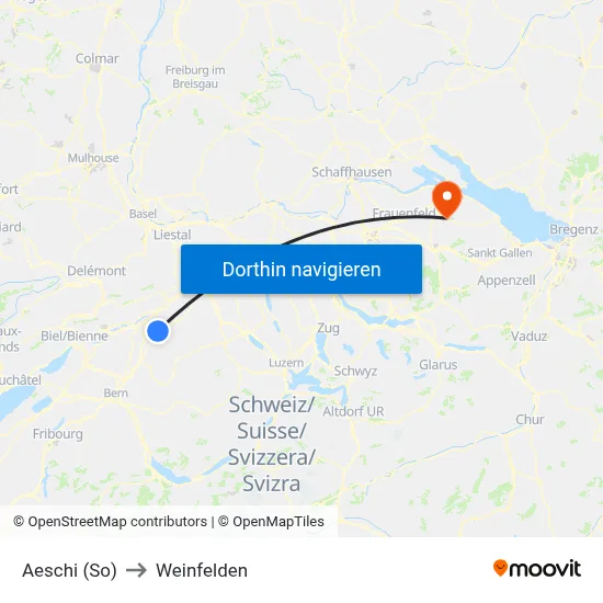 Aeschi (So) to Weinfelden map