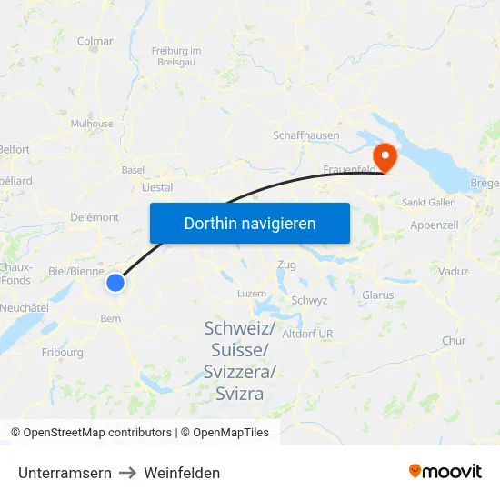 Unterramsern to Weinfelden map