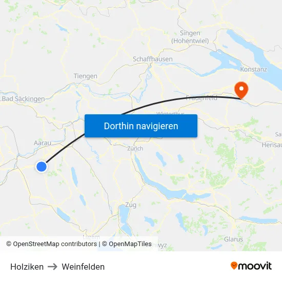 Holziken to Weinfelden map