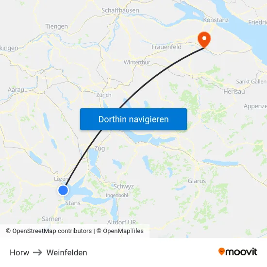 Horw to Weinfelden map