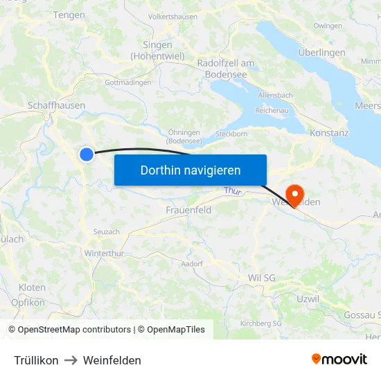 Trüllikon to Weinfelden map