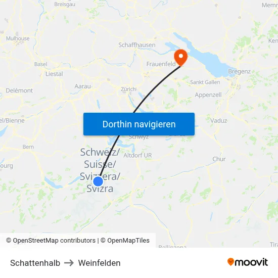 Schattenhalb to Weinfelden map