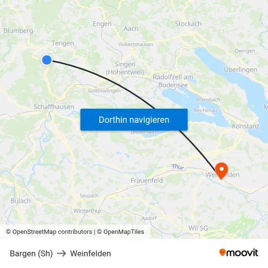 Bargen (Sh) to Weinfelden map