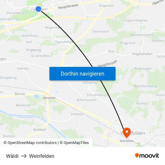 Wäldi to Weinfelden map