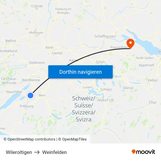 Wileroltigen to Weinfelden map