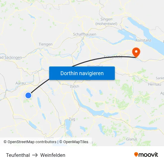 Teufenthal to Weinfelden map