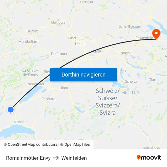 Romainmôtier-Envy to Weinfelden map