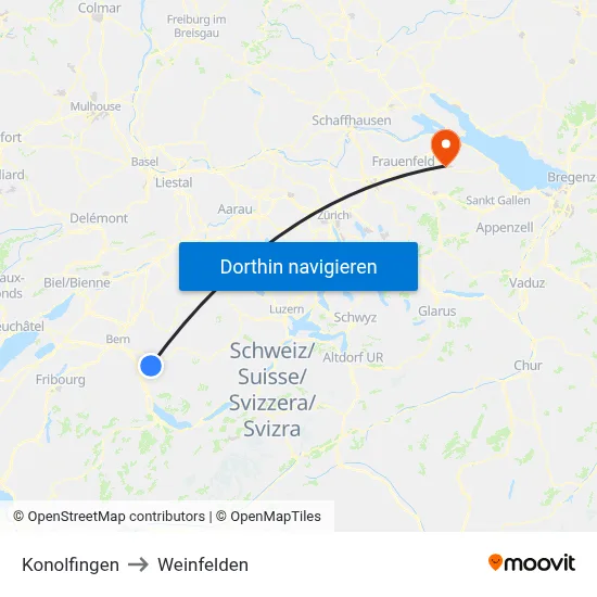 Konolfingen to Weinfelden map