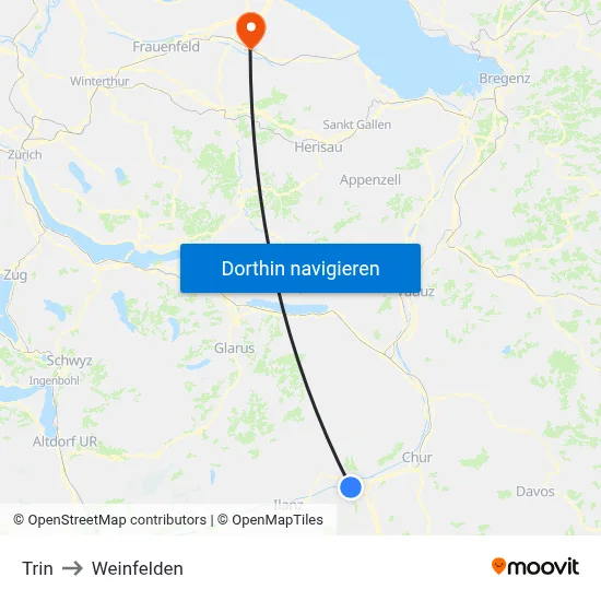 Trin to Weinfelden map