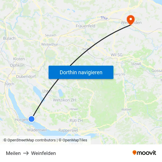 Meilen to Weinfelden map