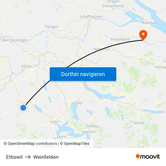 Ettiswil to Weinfelden map