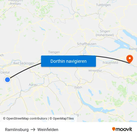 Ramlinsburg to Weinfelden map