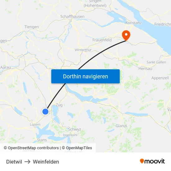 Dietwil to Weinfelden map