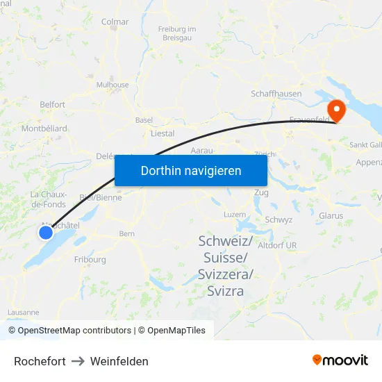 Rochefort to Weinfelden map