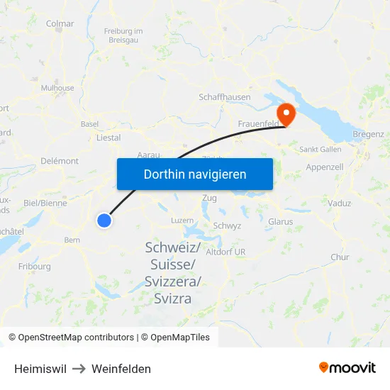 Heimiswil to Weinfelden map