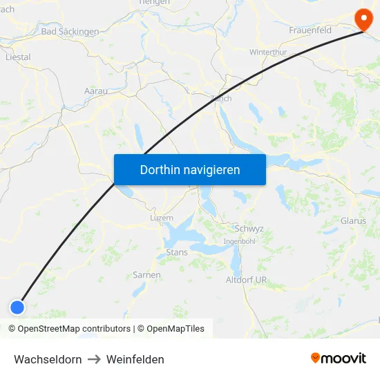 Wachseldorn to Weinfelden map