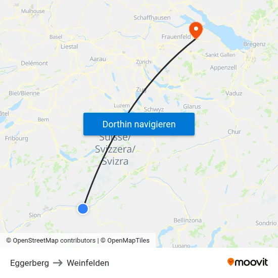 Eggerberg to Weinfelden map