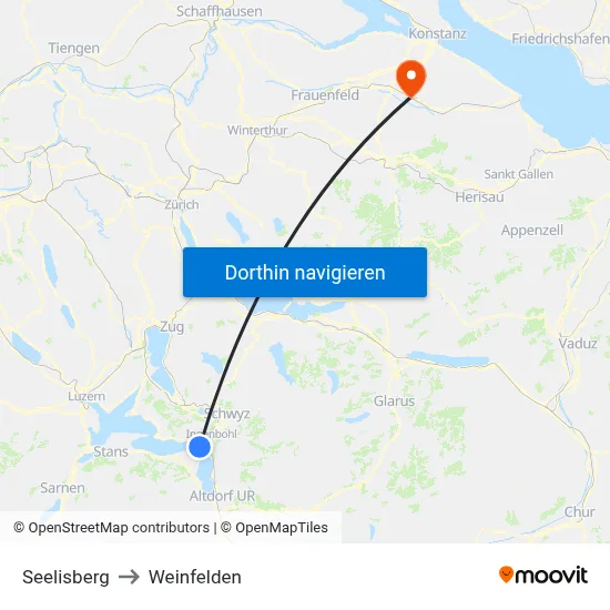 Seelisberg to Weinfelden map