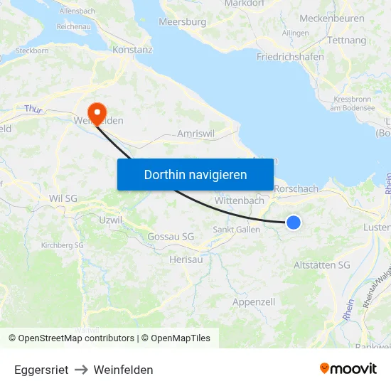 Eggersriet to Weinfelden map