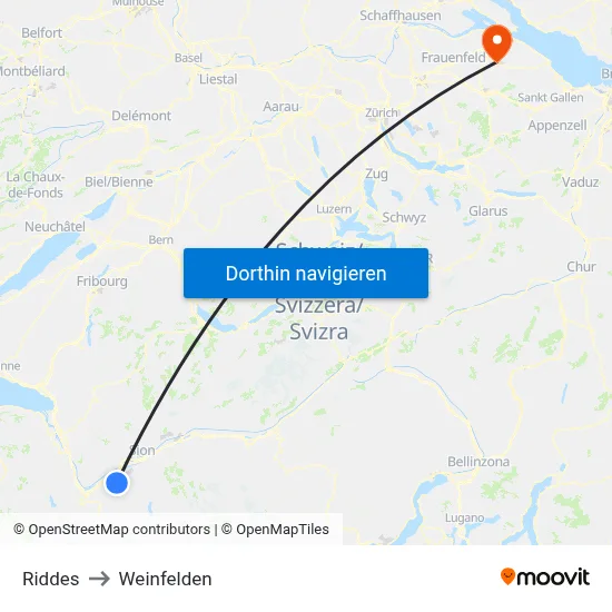 Riddes to Weinfelden map