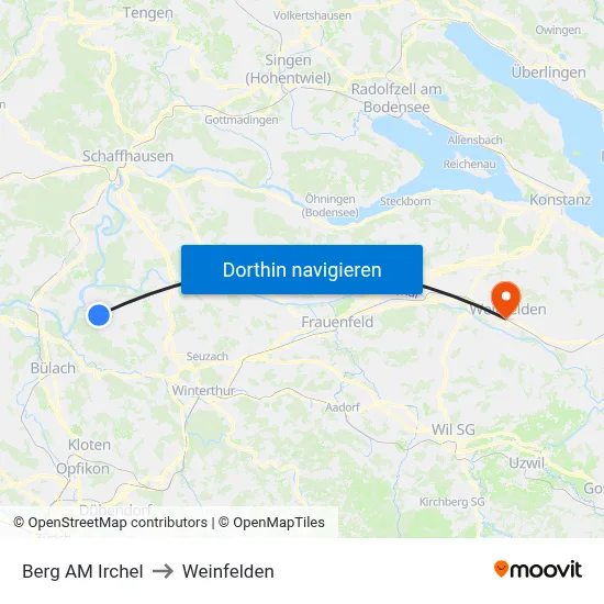 Berg AM Irchel to Weinfelden map