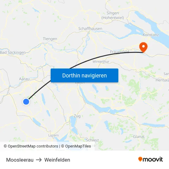 Moosleerau to Weinfelden map