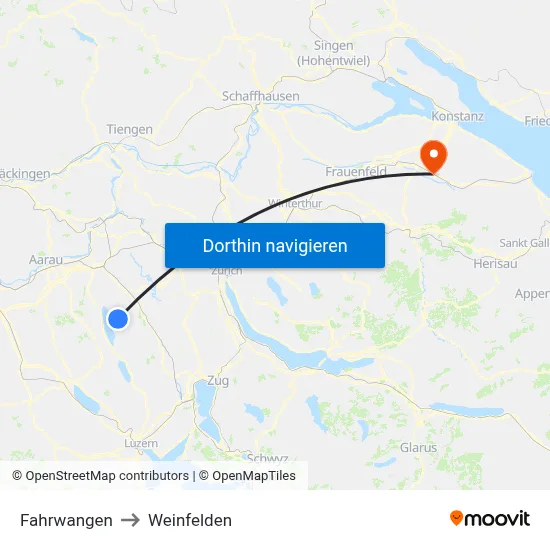 Fahrwangen to Weinfelden map